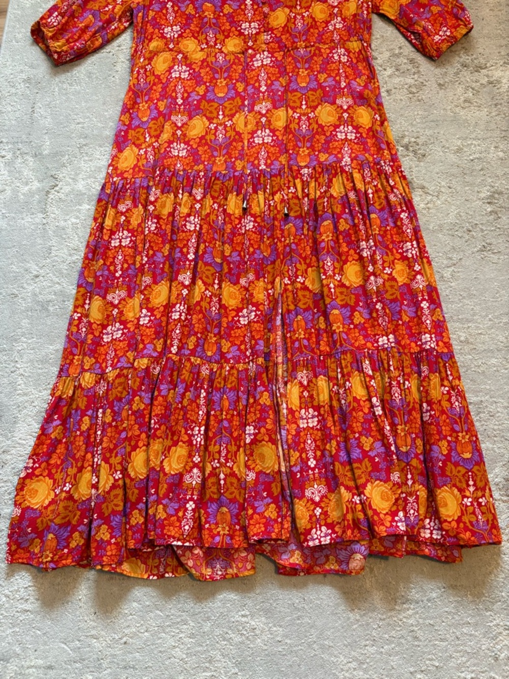 Abel The Label Floral Prairie Front Split Boho Cottagecore Midi Dress Size Large - Picture 6 of 14